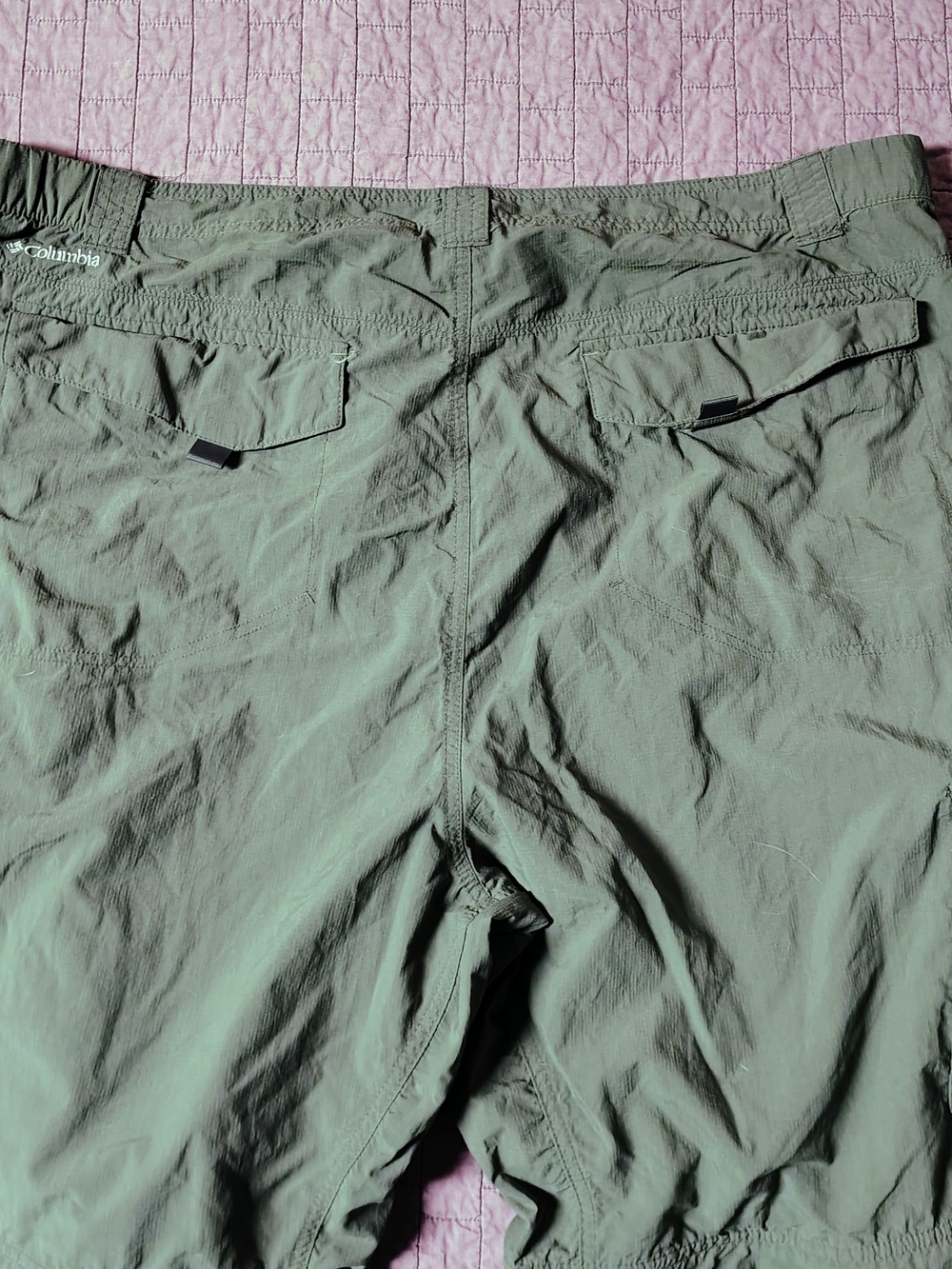 Columbia Omni-Shade Convertible Hiking Cargo Pants Mens 44x36 Olive Green Zip - Picture 2 of 8